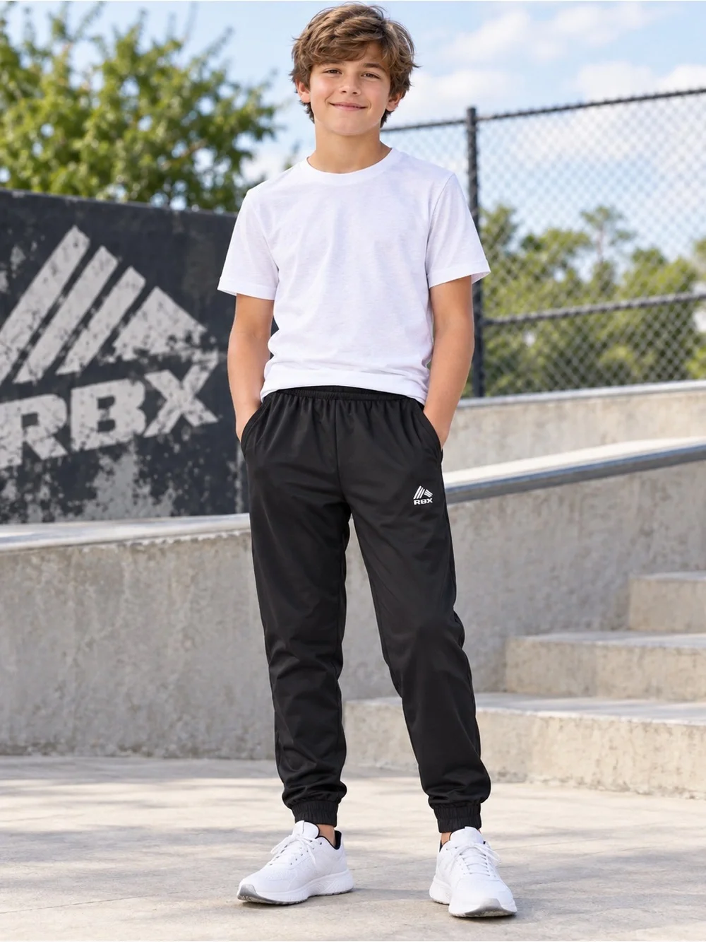 RBX Boys Active Tricot Jogger Pants 10/12 Medium Black Track Sweatpants XDri